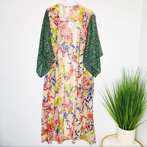 Umgee Sweaters - Umgee Floral Animal Print Duster Kimono